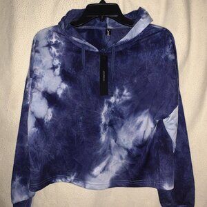 Women’s Allegra K Blue Crop Tye Dye T Shirt Hoodie Size XS